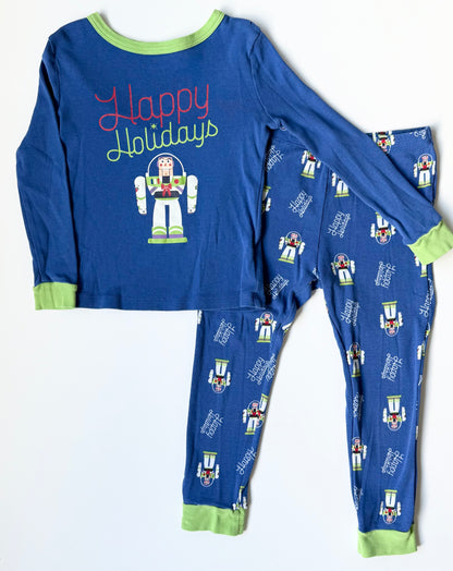 Joe Fresh x Disney Buzz Lightyear Blue & Green Happy Holidays Two Piece PJ Set (3T)