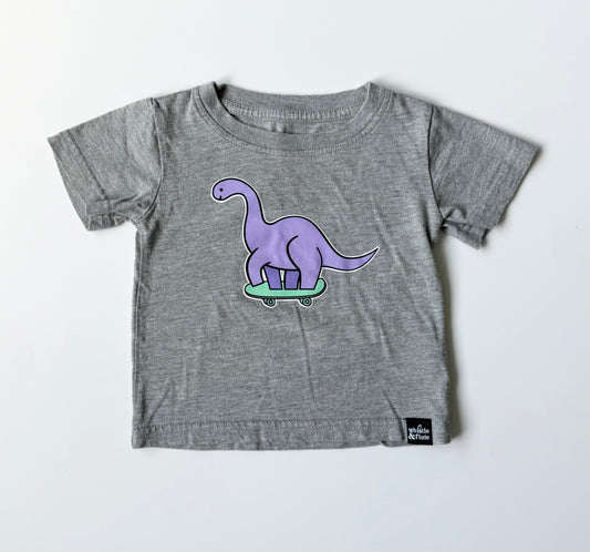 Whistle & Flute Light Grey Skateboarding Dinosaur T-Shirt (12-18 Months)