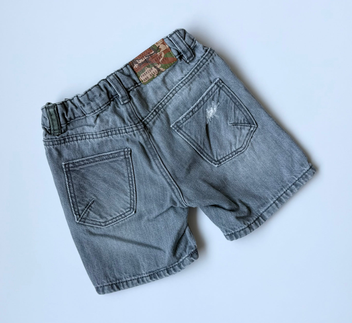 Zara Light Grey Distressed Jean Shorts (12-18 Months)