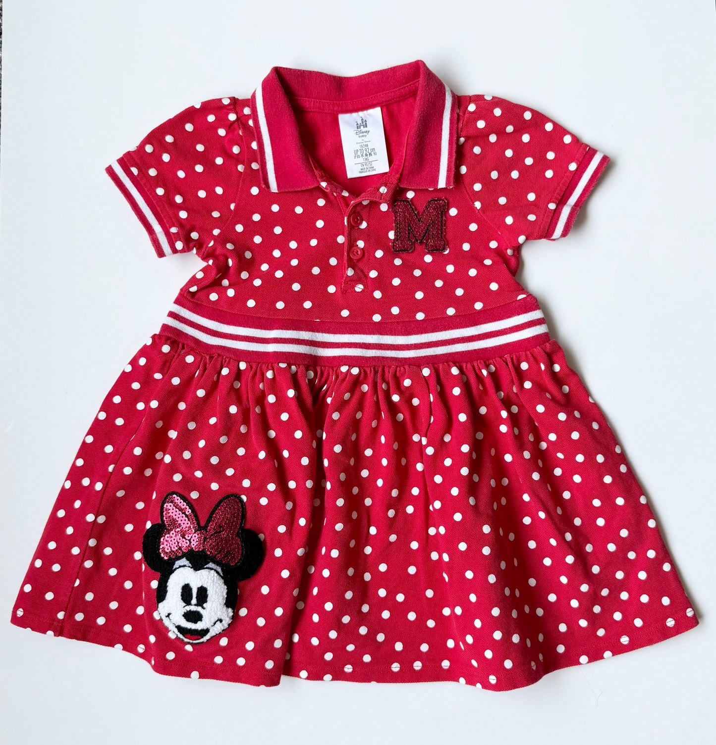 The Disney Store Red Polkadot Minnie Mouse Collared Short Sleeve Dress (18-24 Months)