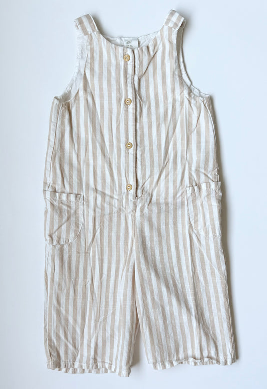 H&M Beige & White Stripped Sleeveless Jumpsuit (9-12 Months)