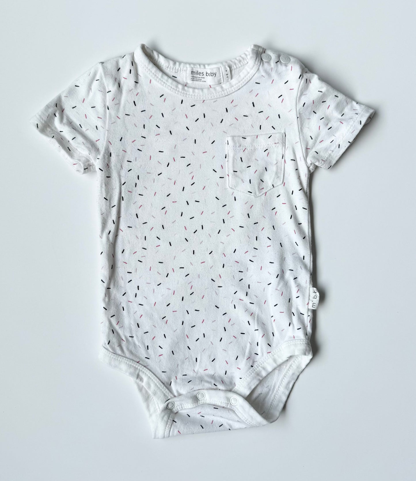 Miles the Label White Sprinkle Short Sleeve Bodysuit (6 Months)