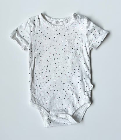 Miles the Label White Sprinkle Short Sleeve Bodysuit (6 Months)