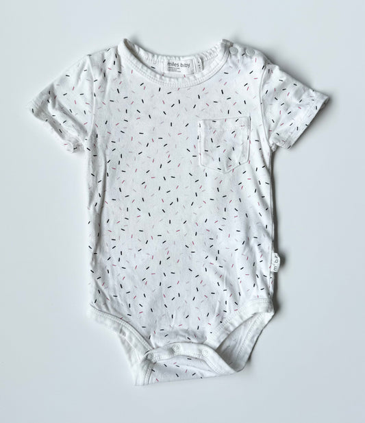 Miles the Label White Sprinkle Short Sleeve Bodysuit (6 Months)