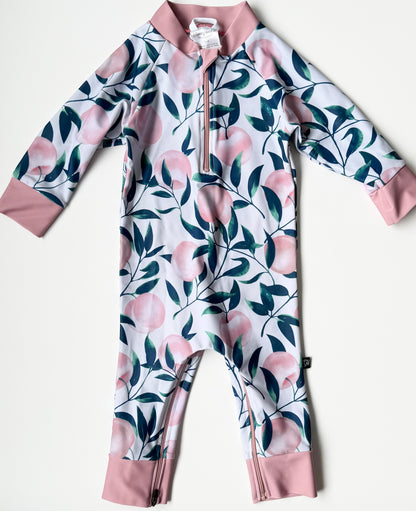 Honeysuckle Swim Pink Peaches Full Coverage Sunsuit (12-18 Months)