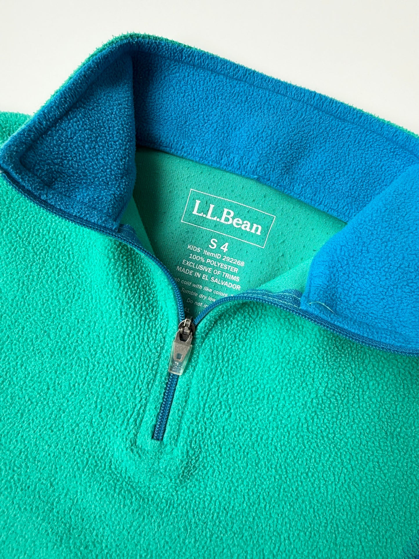 L.L.Bean Blue & Green 1/4 Zip Fleece Pullover (4T)