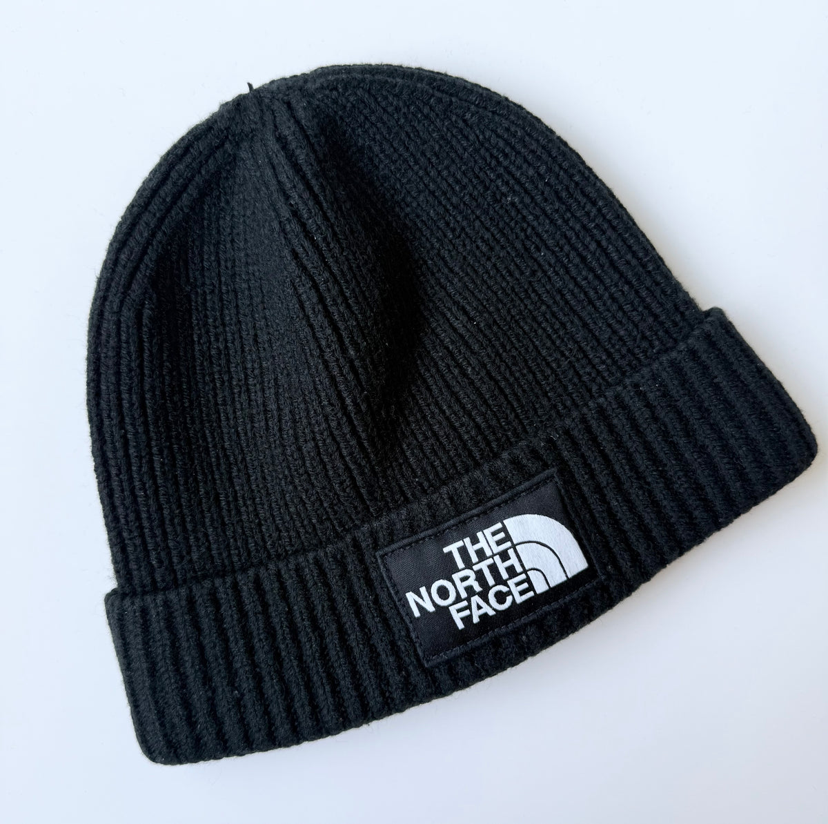 The North Face Black Logo Box Cuffed Ribbed Knit Beanie (12-24 Months)