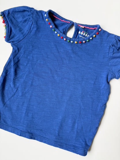 Mini Boden Blue & Colorful Dots T-Shirt (4-5 Years)
