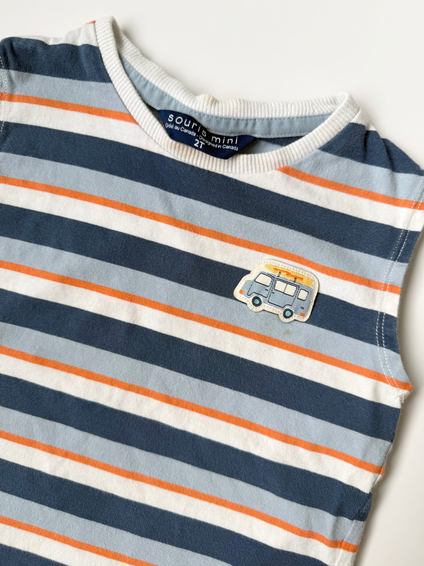 Souris Mini Blue & Orange Stripes Surf Van Tank Top (2T)