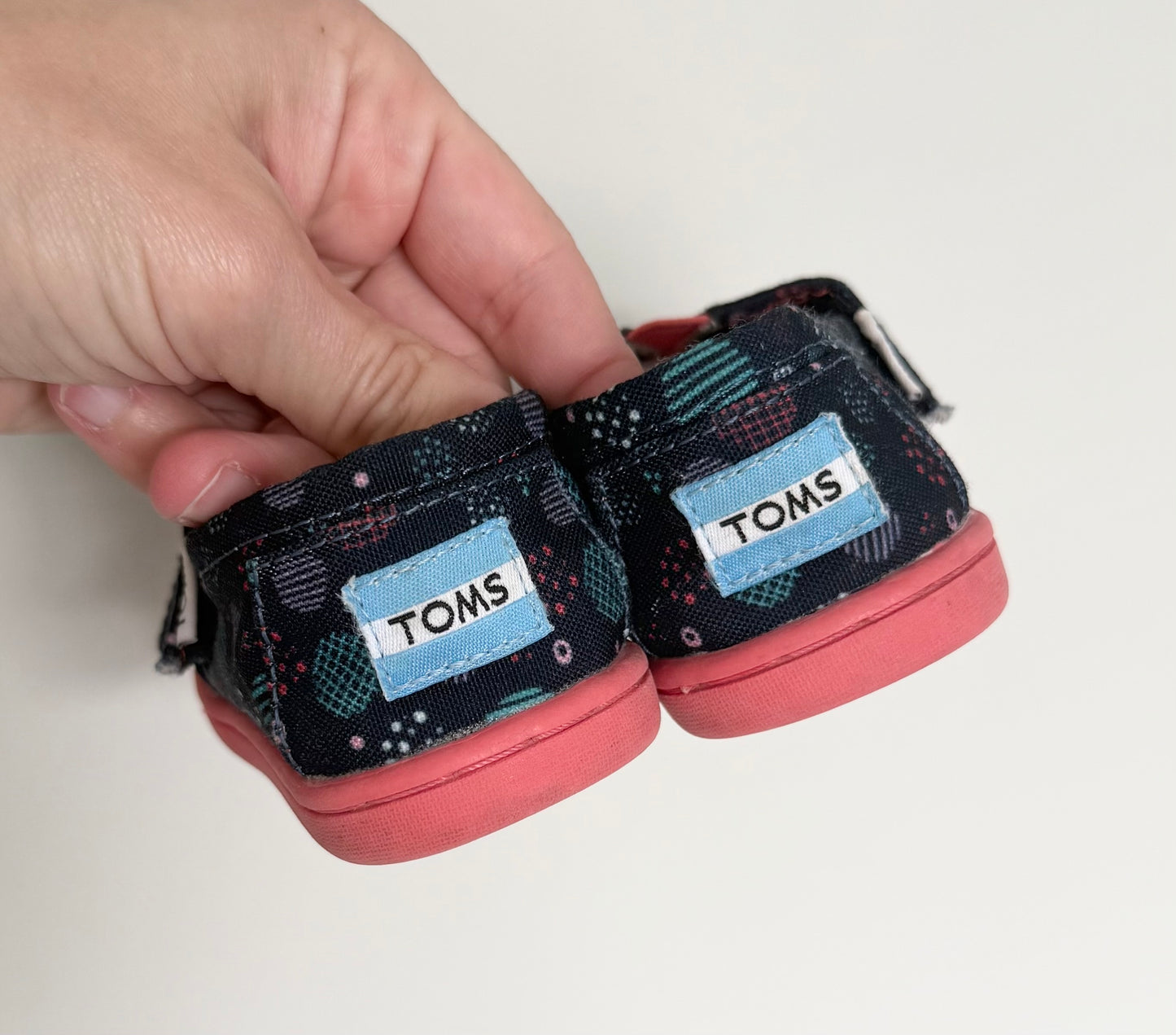 Toms Navy & Pink Circles Velcro Slip On Sneakers (5)