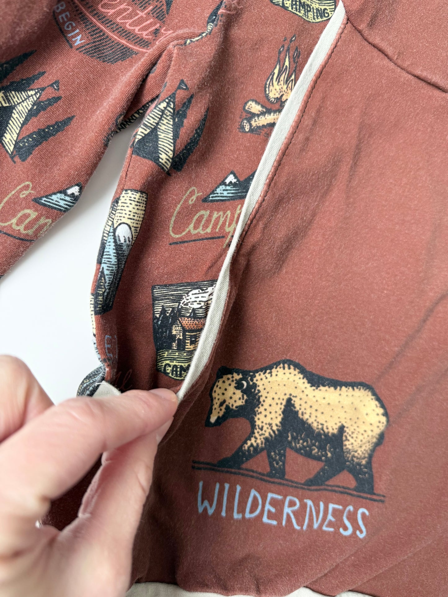 Handmade Brown Camping “Wilderness” Grow With Me Hoodie (2T)