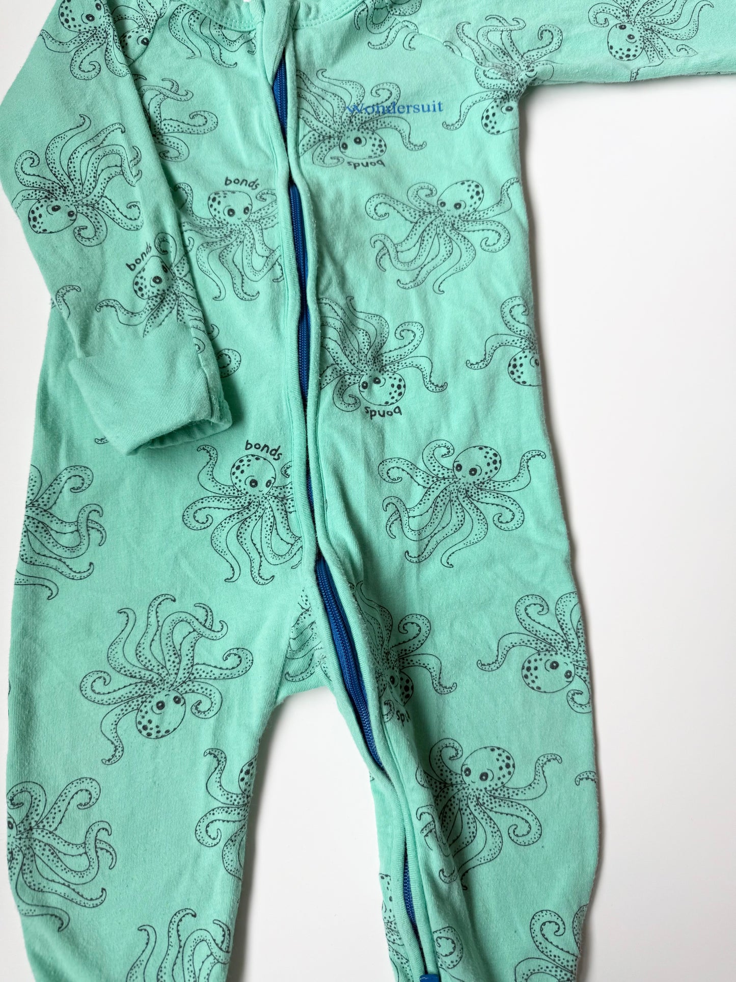 Bonds Wondersuit Green Octopus Sleeper Romper (6-12 Months)