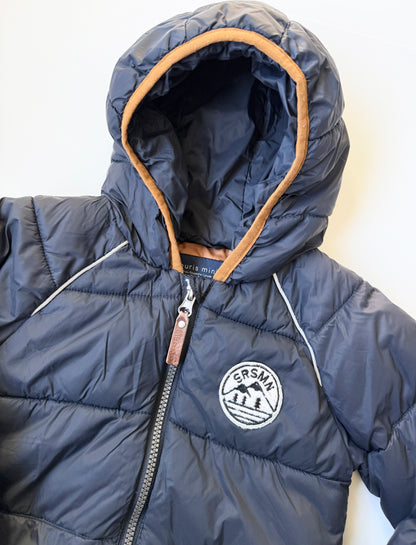 Souris Mini Navy & Brown Trim Puffer Jacket (4T)