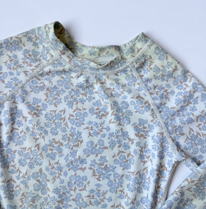 Rylee & Cru Off White & Dainty Blue Floral Long Sleeve Swim Top (4-5 Years)