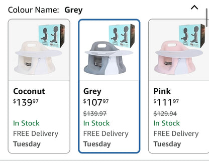 Upseat Baby Floor Seat Booster Chair - Grey