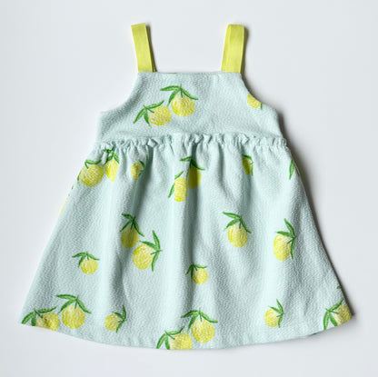 Zara Light Blue & Yellow Pebbled Lemons Tank Dress (12-18 Months)