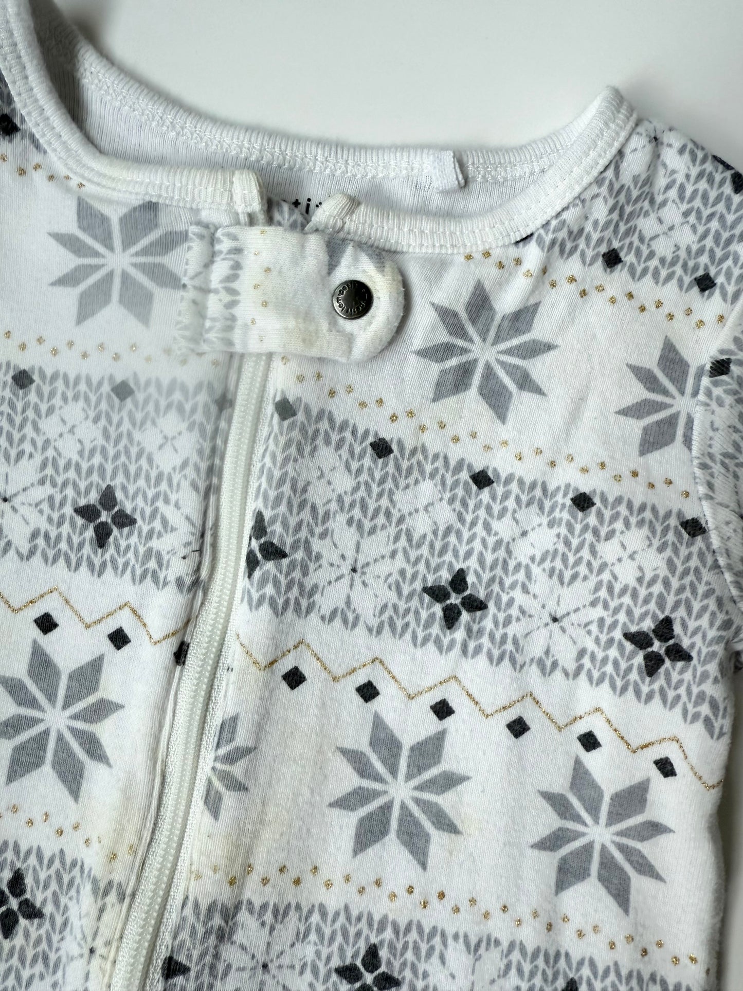 Petit Lem Silver Snowflakes Sleeper (12 Months)