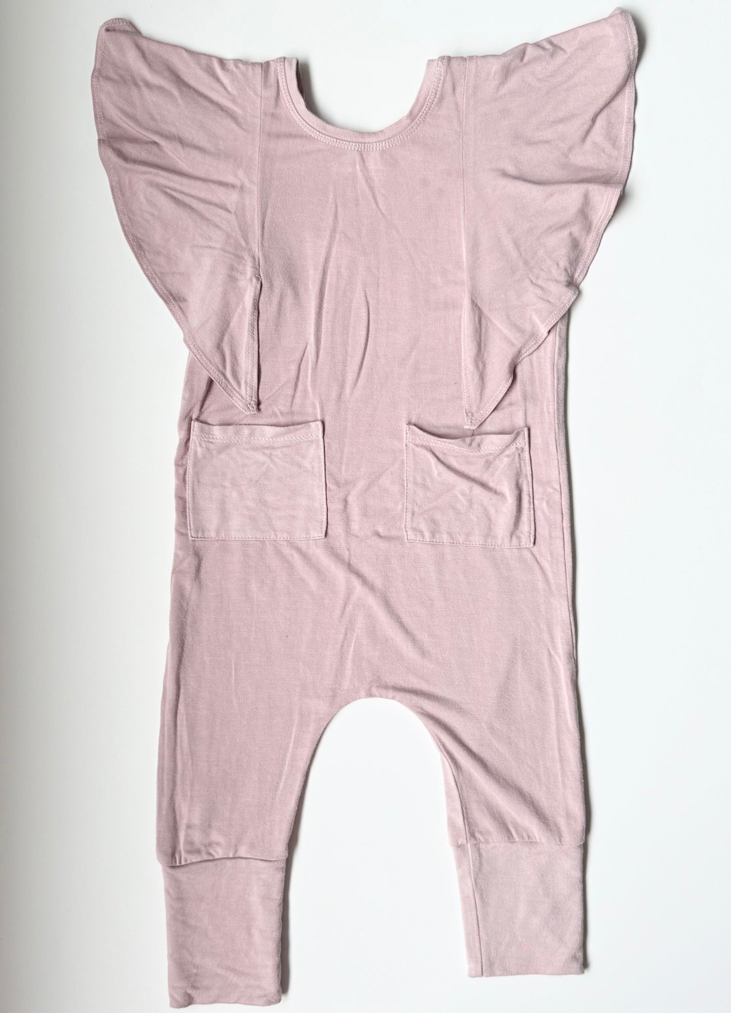 Rose + Doll Light Pink Flutter Sleeve Jumpsuit (1/2T)