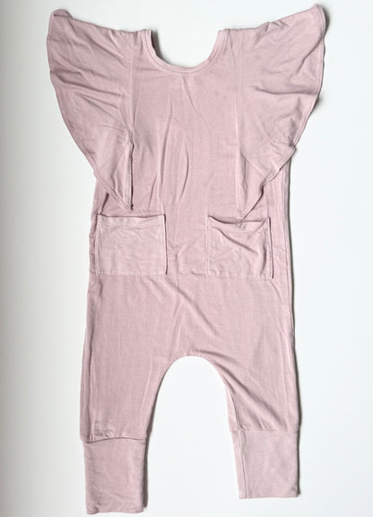 Rose + Doll Light Pink Flutter Sleeve Jumpsuit (1/2T)