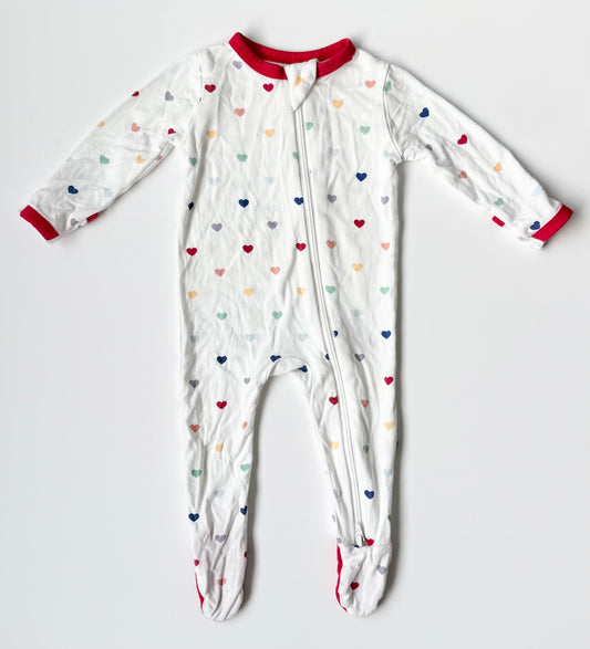 Kyte Multi Hearts Zipper Footie Sleeper (0-3 Months)