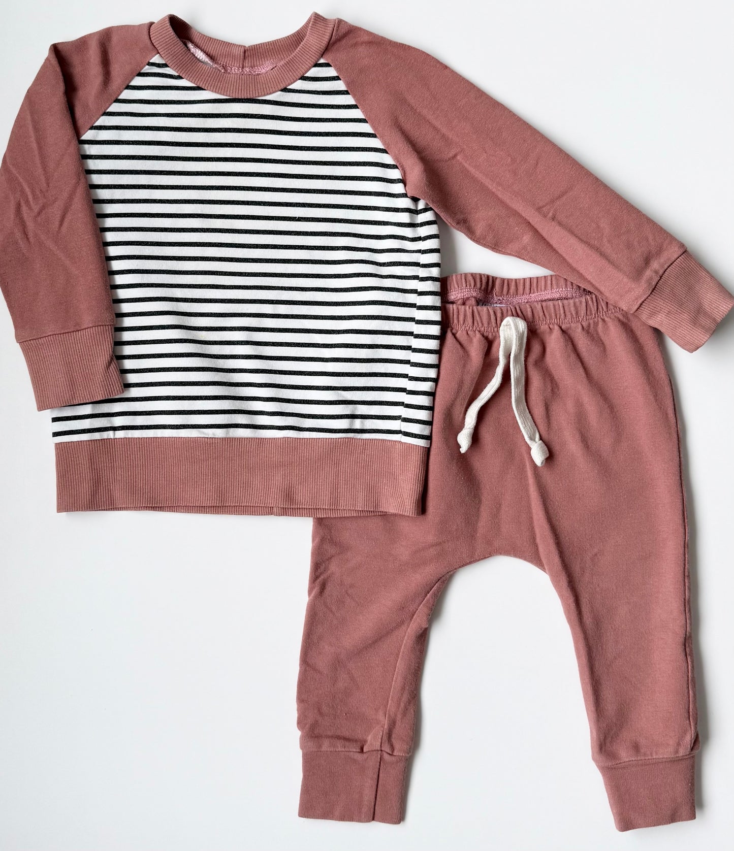 Faction + Three Co Salmon Striped Pullover & Pants Set (12-18 Months)