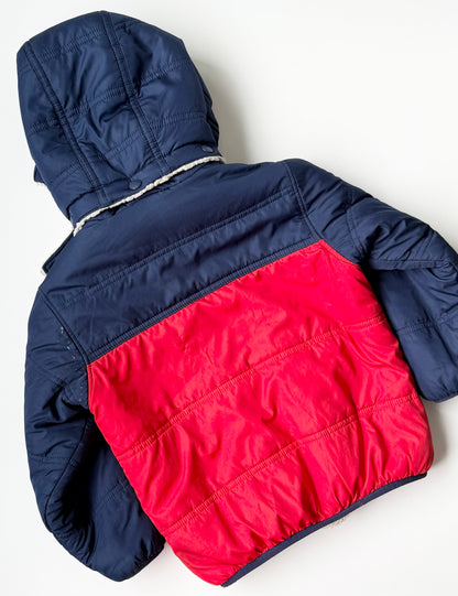 Patagonia Navy & Red Reversible Sherpa Tribbles Hoody Winter Jacket (4T)