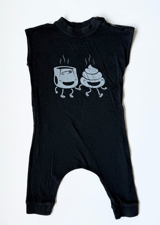 Bebe Fete Black Diaper & Poop Sleeveless Jumpsuit (0-6 Months)