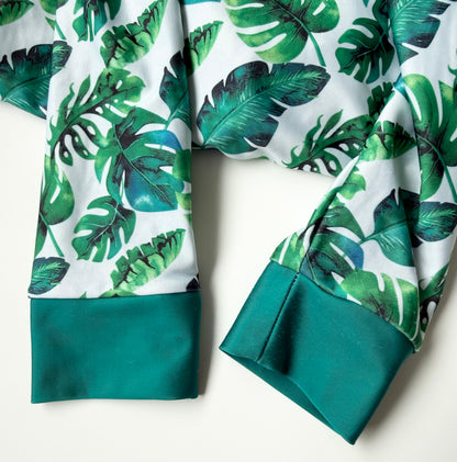 Honeysuckle Swim Green Jungle Leaves Full Coverage Sunsuit (3T)