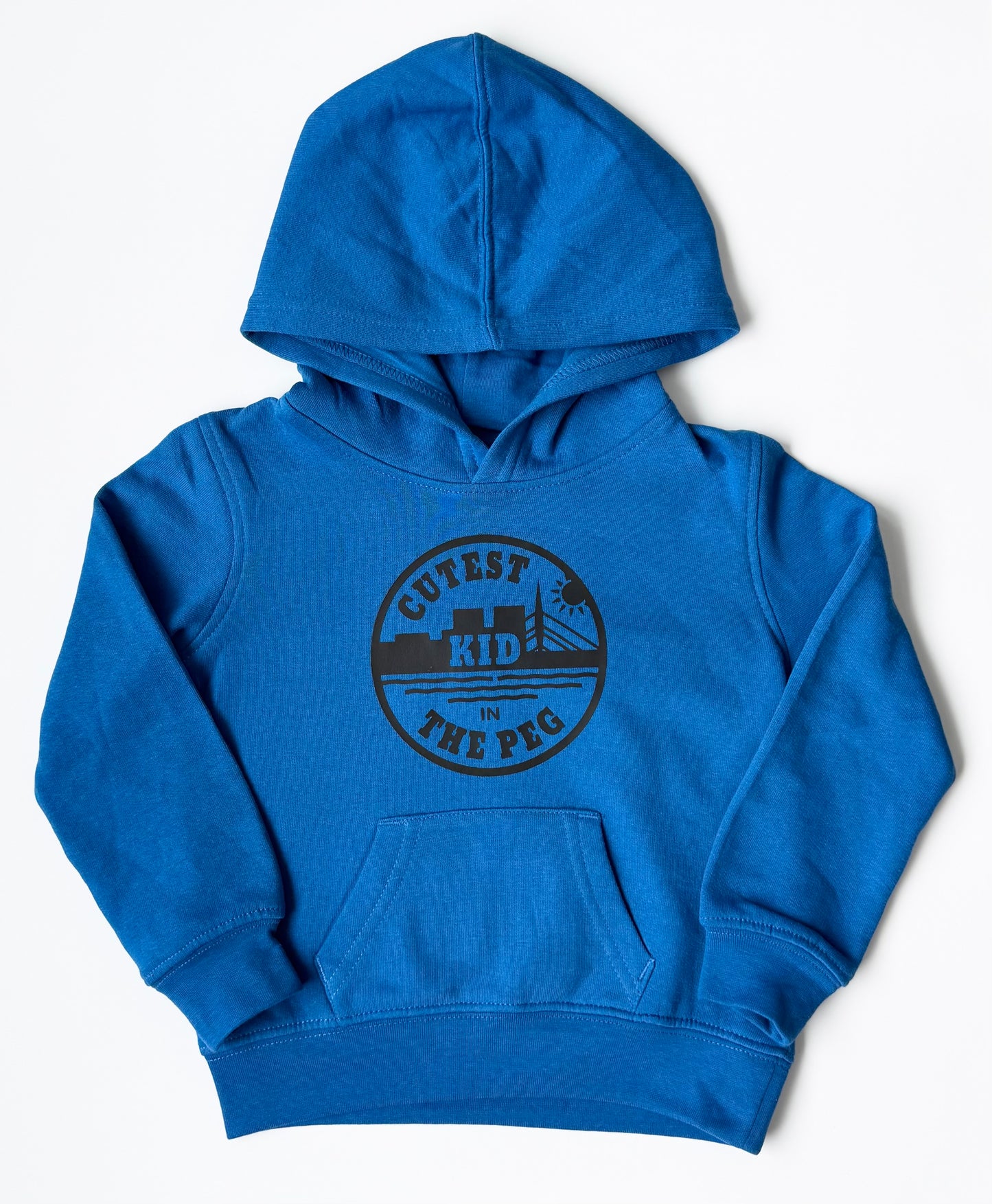 Every Line Designs Blue “Cutest Kid In The Peg” Hoodie (2T)