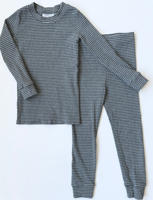 Mebie Baby Dark Grey & White Stripped Long Sleeve & Pants Set (3T)