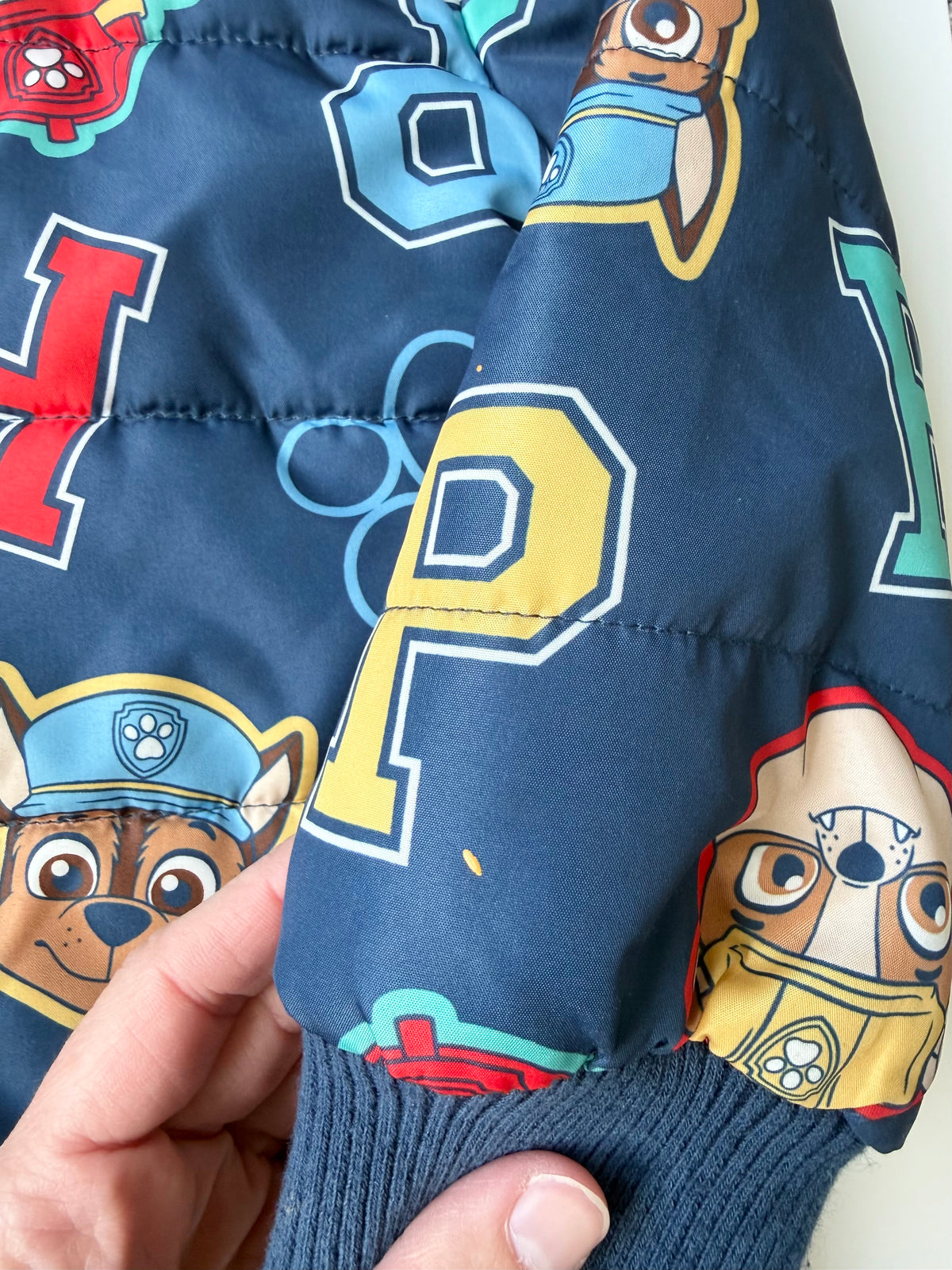 Nickelodeon Paw Patrol Navy Characters AOP Fleece Lined Puffer Jacket (4T)