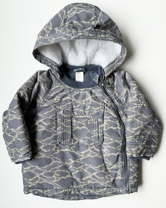 H&M Grey & Beige Clouds Winter Jacket (12-18 Months)