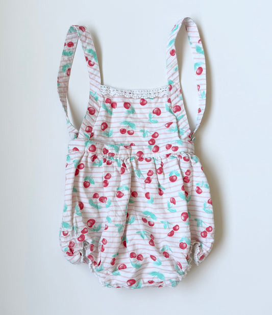Piper & Posie Light Pink Cherries Summer Bubble Romper (6-9 Months)