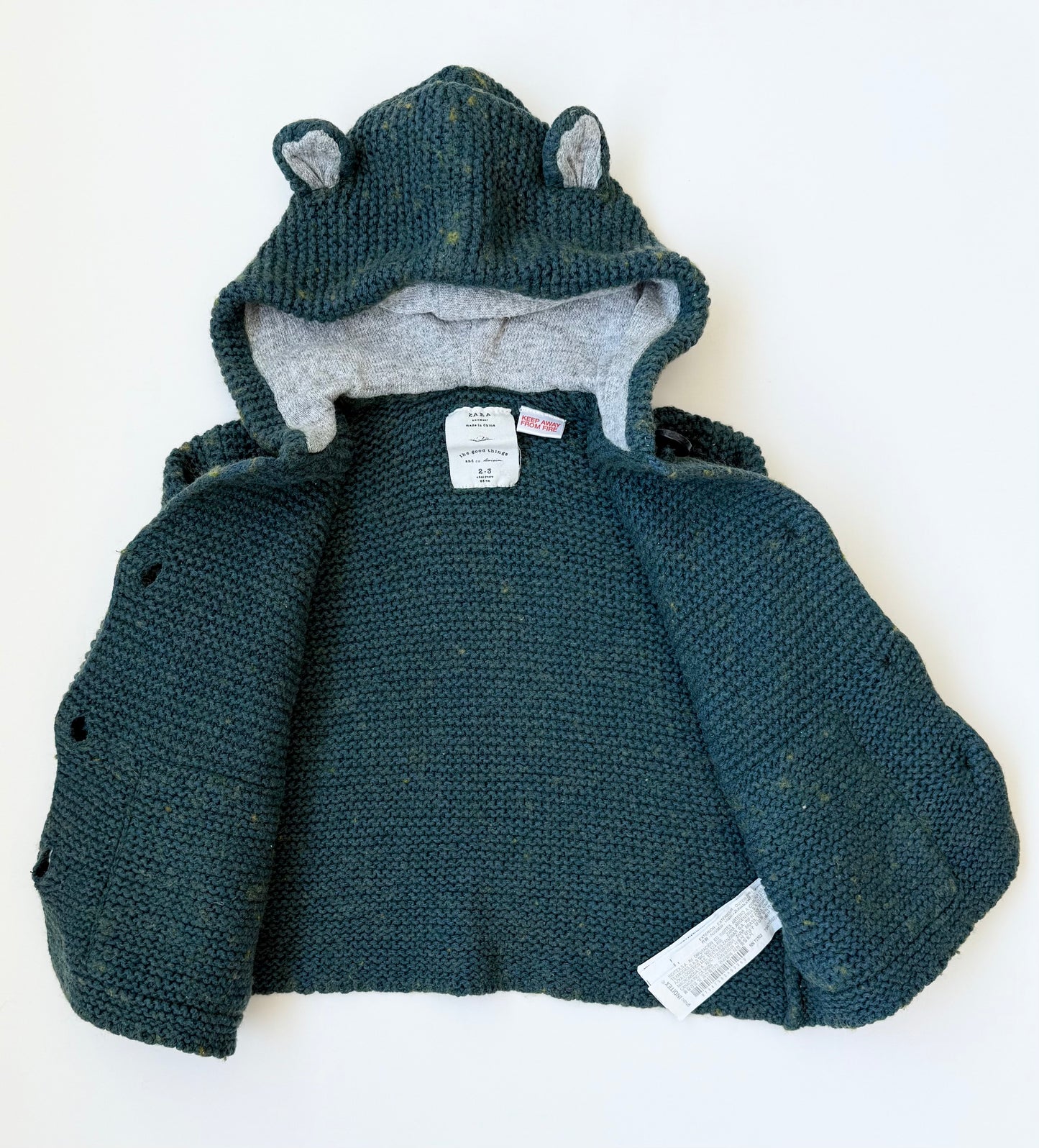 Zara Knitwear Blue Teddy Knit Button Up Sweater (2-3 Years)