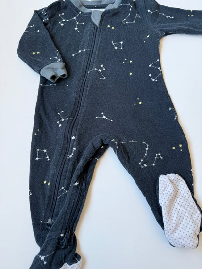 ZippyJamz Black Constellation Sleeper (3-6 Months)