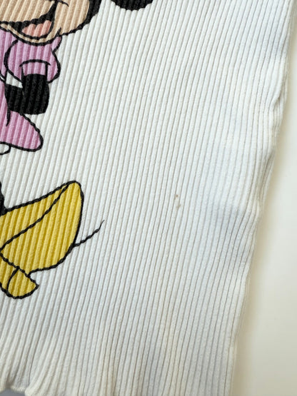 Zara Disney White Minnie Mouse Ribbed T-Shirt (2-3 Years)