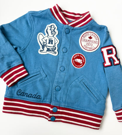Roots Baby Blue & Red Football Champions Bomber Sweater (18-24 Months)