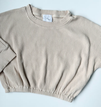 Kindly Cream Ribbed Cropped Sweater (2T)