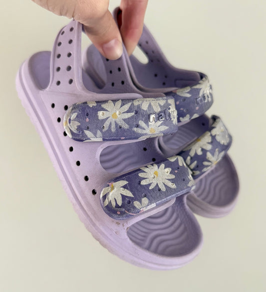 Native Chase Print Sandals in Healing Purple/ Ultra Chillberry Daisy (C10)