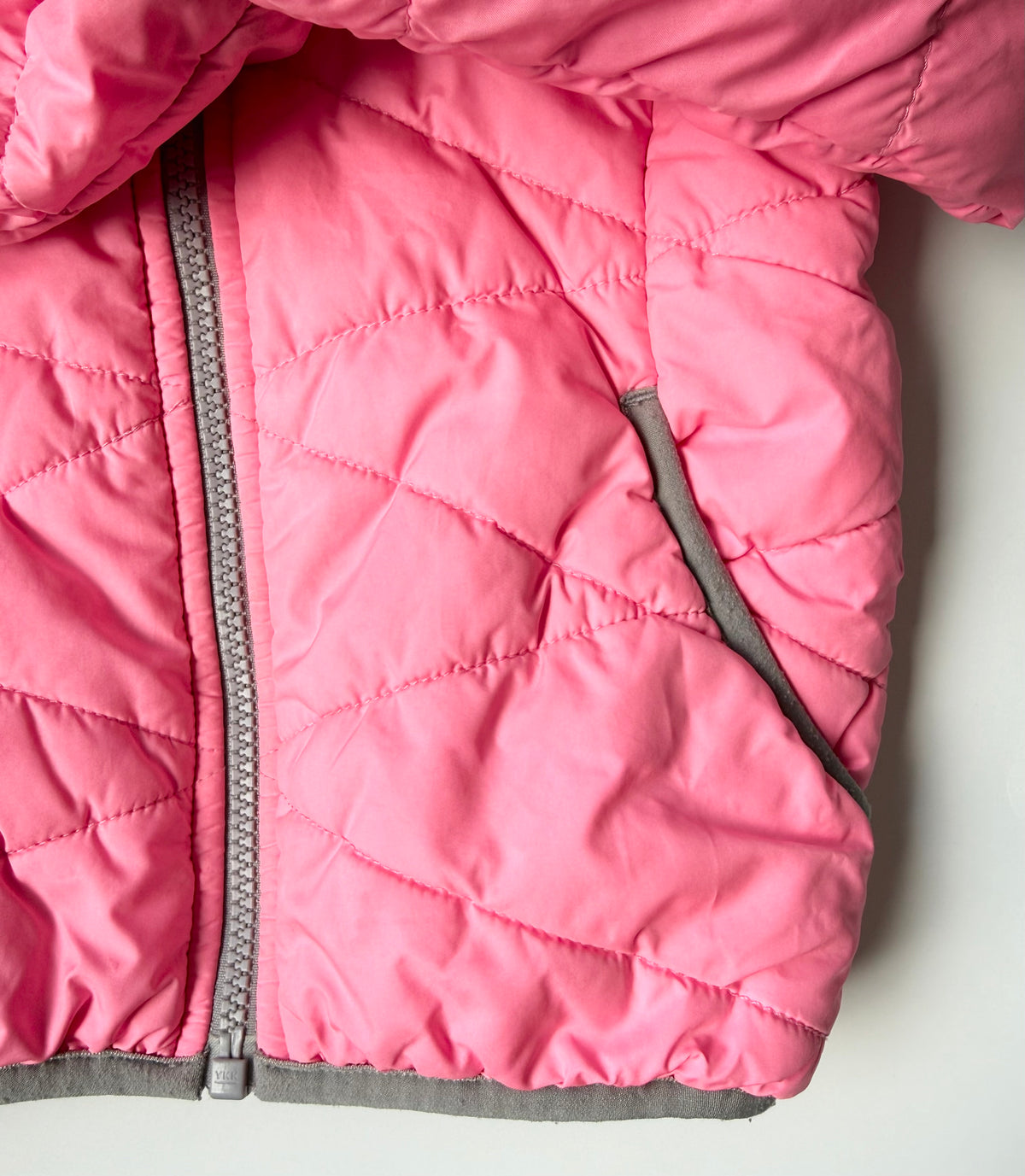 The North Face Perrito Hot Pink & Grey Chevron Reversible Puffer Jacket (2T)