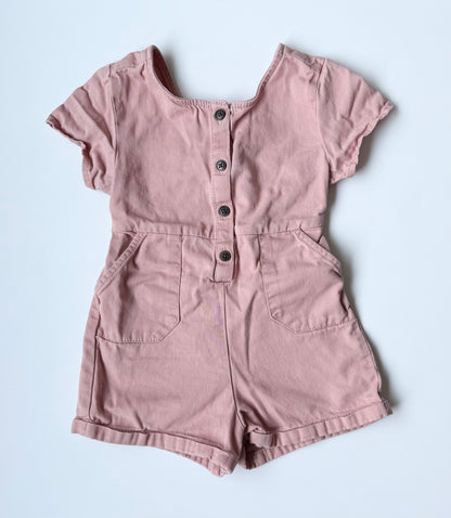 Old Navy Pink Jean Romper (3T)