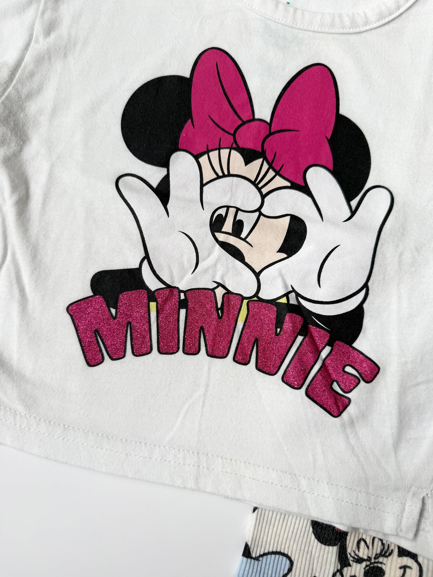 Disney Baby White Minnie Mouse T-Shirt & Ribbed Leggings Matching Set (18 Months)
