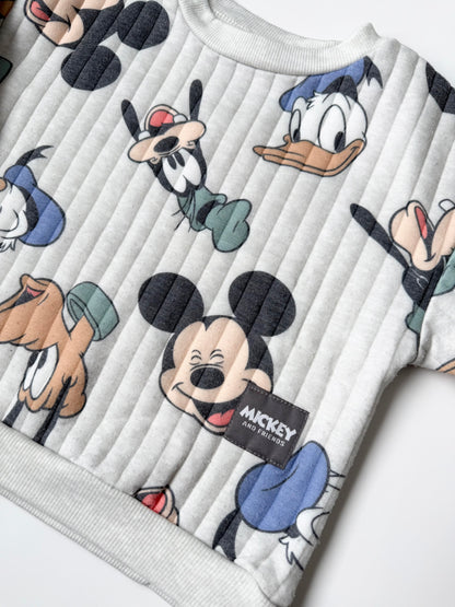 Mickey & Friends White Ribbed Quilted Characters Sweater (3T)