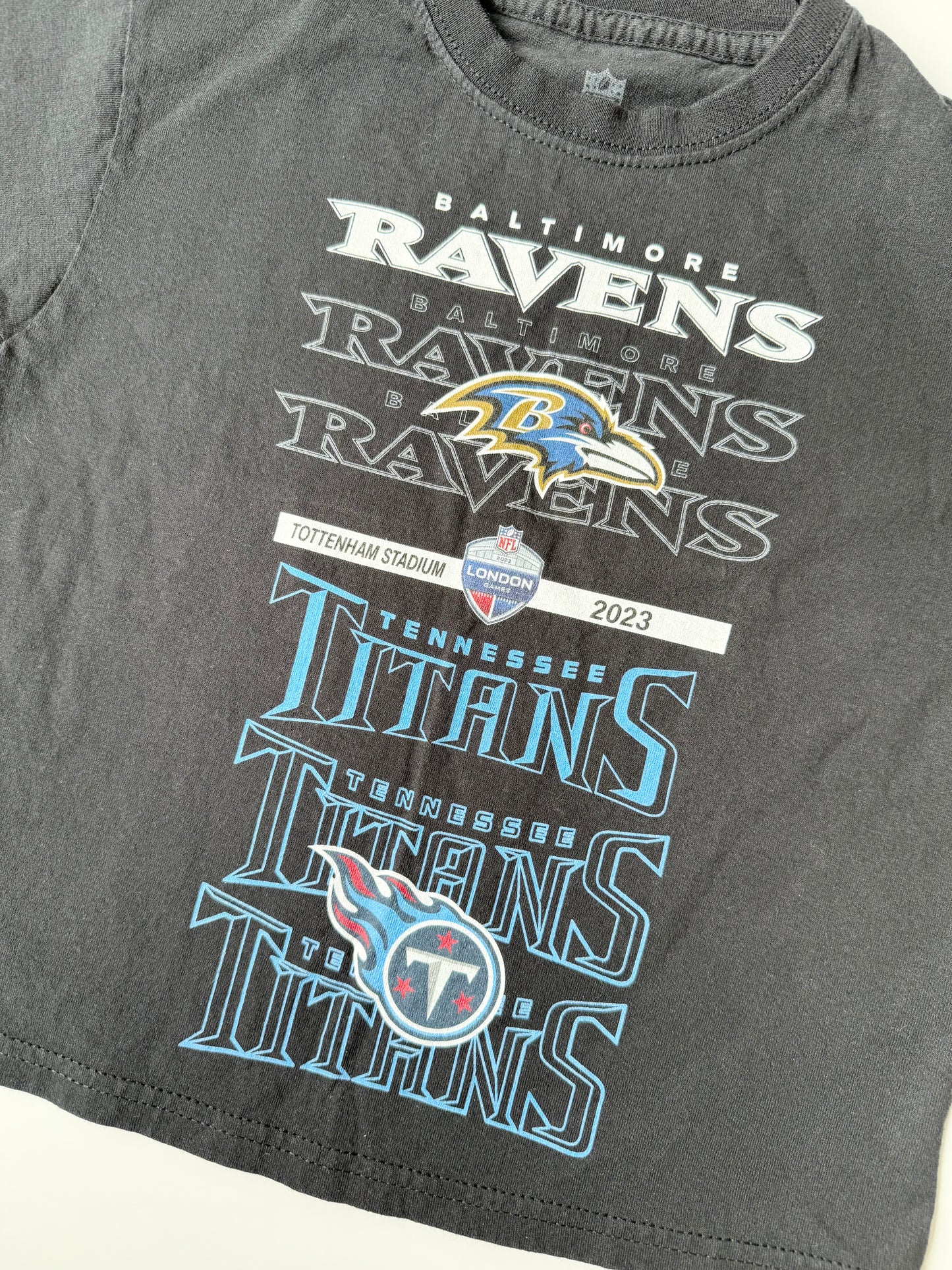 NFL Black 2023 London Games Football Ravens VS. Titans T-Shirt (3-4 Years)