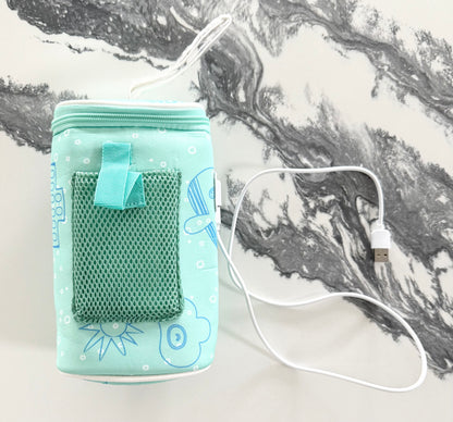 USB Baby Bottle Warmer - Blue Doodle