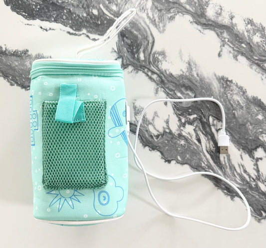 USB Baby Bottle Warmer - Blue Doodle