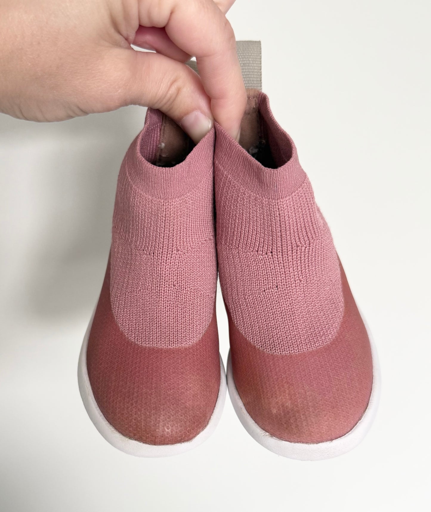 Minimoc Pink Knit High Top Stretch Slip On Sneakers (5)