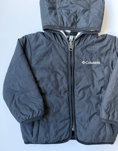 Columbia Black Quilted & Fleece Checkered Reversible Jacket (12-18 Months)
