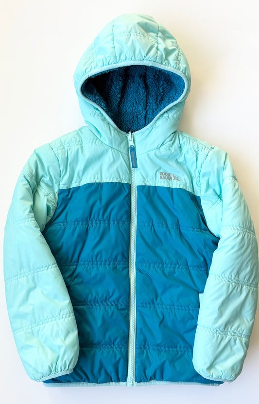 Eddie Bauer Blue Shades Puffer & Sherpa Reversible Jacket (7/8 Years)