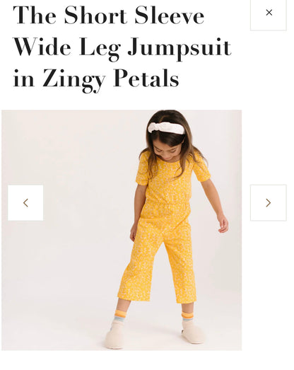 Alice & Ames Yellow Short Sleeve Jumpsuit in Ziggy Petals (8 Years)